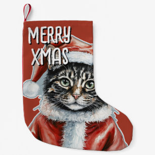 Cat With Santa Claus Outfit - Christmas 1 Small Christmas Stocking