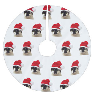 Cat with Santa's Hat Brushed Polyester Tree Skirt