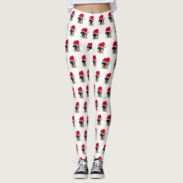 Cat with Santa's Hat Leggings (Front)
