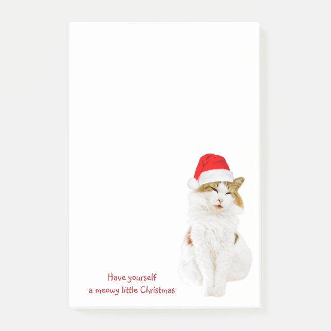 Cat with Santa's Hat Post-it Notes (Front)