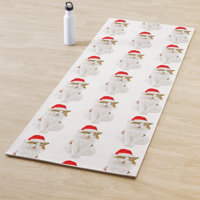 Cat with Santa's Hat Yoga Mat (In Situ)