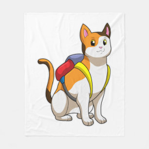 Cat with Satchel Fleece Blanket