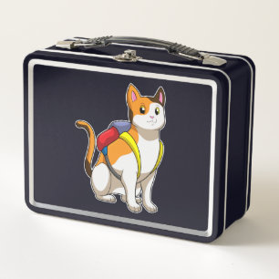 Cat with Satchel Metal Lunch Box