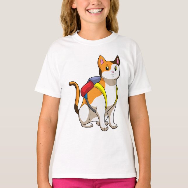 Cat with Satchel T-Shirt (Front)