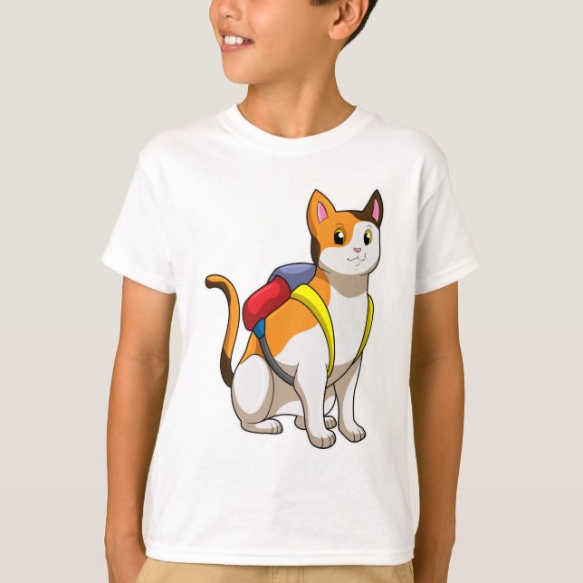 Cat with Satchel T-Shirt (Front)