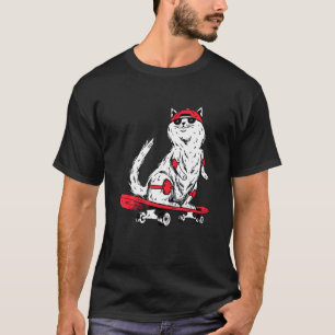 Cat With Skateboard Kitten Skater T-Shirt