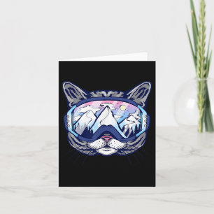Cat With Ski Goggles Skiing Design For Skiers  Card