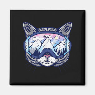 Cat With Ski Goggles Skiing Design For Skiers  Magnet