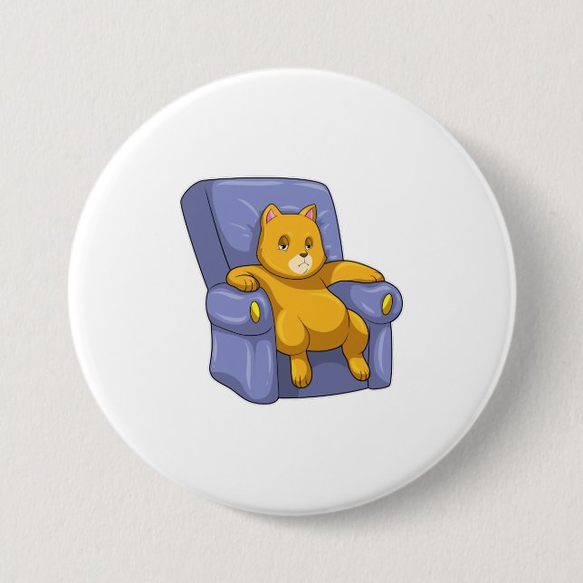 Cat with Sofa 7.5 Cm Round Badge (Front)
