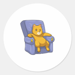 Cat with Sofa Classic Round Sticker