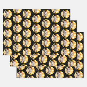 Cat With Sparkler Cupcake Wrapping Paper Sheet