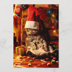 Cat With Stocking on Head Invitation