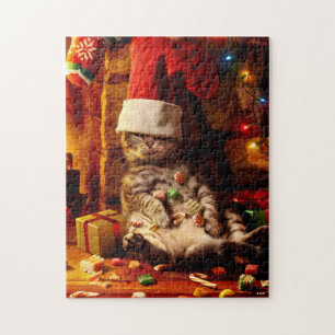 Cat With Stocking on Head Jigsaw Puzzle