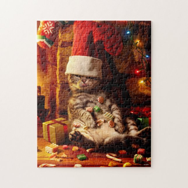 Cat With Stocking on Head Jigsaw Puzzle (Vertical)