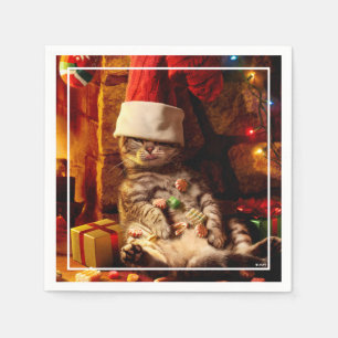 Cat With Stocking on Head Napkin