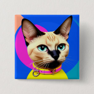 Cat With Striking Eyes 15 Cm Square Badge