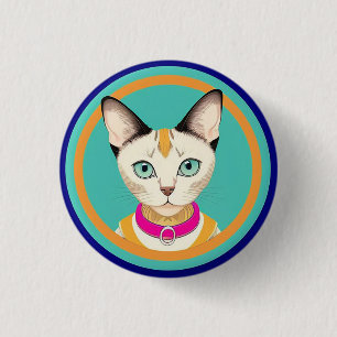 Cat With Striking Eyes by Circular Mirror 3 Cm Round Badge