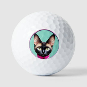 Cat With Striking Eyes by Circular Mirror Golf Balls