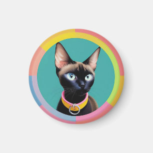 Cat With Striking Eyes by Circular Mirror Magnet