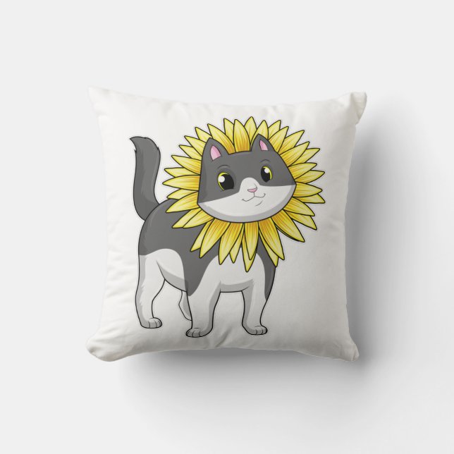 Cat with Sunflower Cushion (Front)