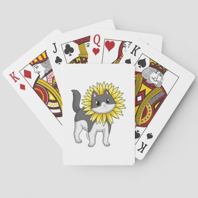 Cat with Sunflower Playing Cards (Back)