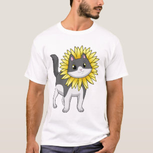 Cat with Sunflower T-Shirt