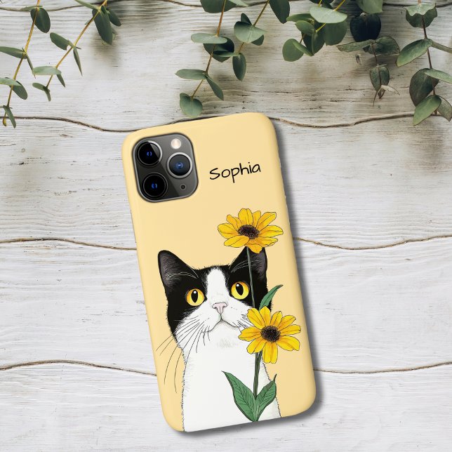 Cat with Sunflowers Case-Mate iPhone Case (Creator Uploaded)