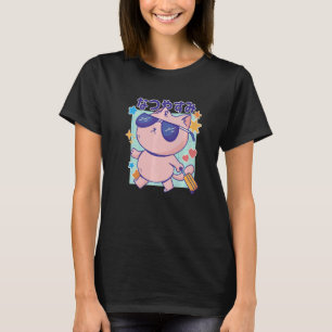 Cat with Sunglasses and Japanese Quote Summer Holi T-Shirt