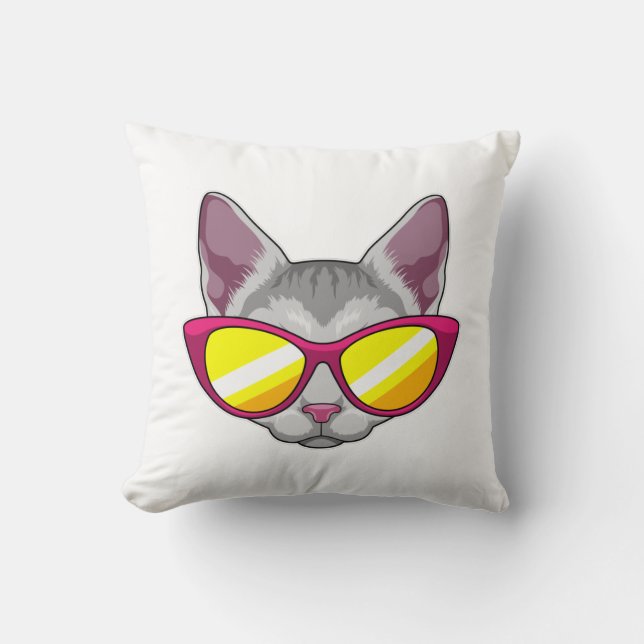 Cat with Sunglasses Cushion (Front)