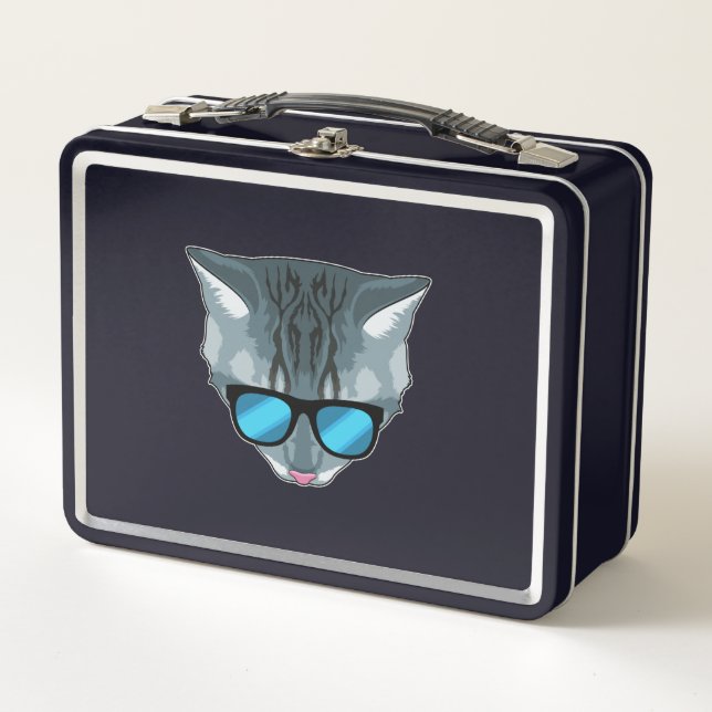 Cat with Sunglasses Metal Lunch Box (Front)