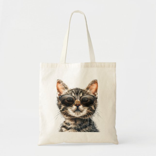 Cat with sunglasses tote bag (Front)