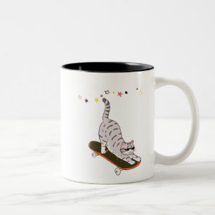 Cat with the Board Two-Tone Coffee Mug
