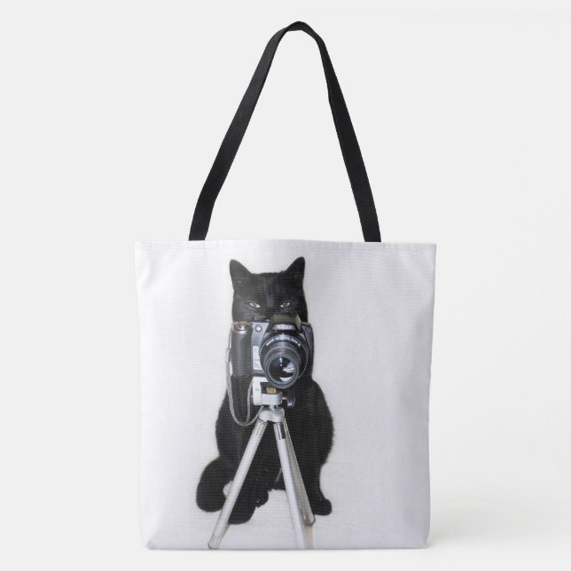 Cat with the Camera All Over Print Tote Bag (Front)
