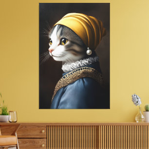 Cat with the Pearl Earring Canvas Print