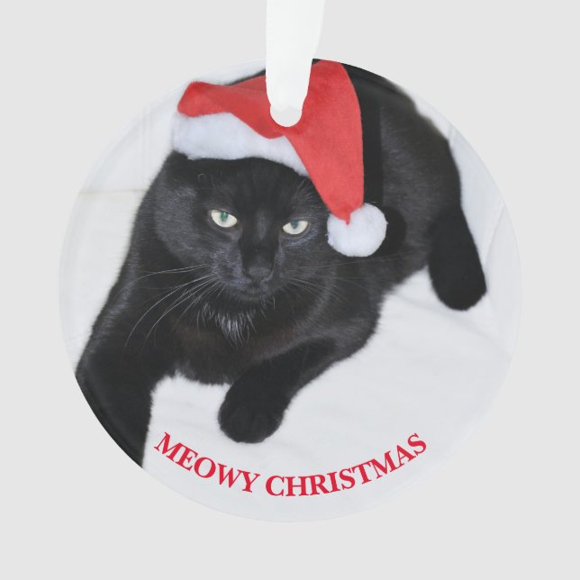 Cat with the Red Santa Hat Ornament (Front)