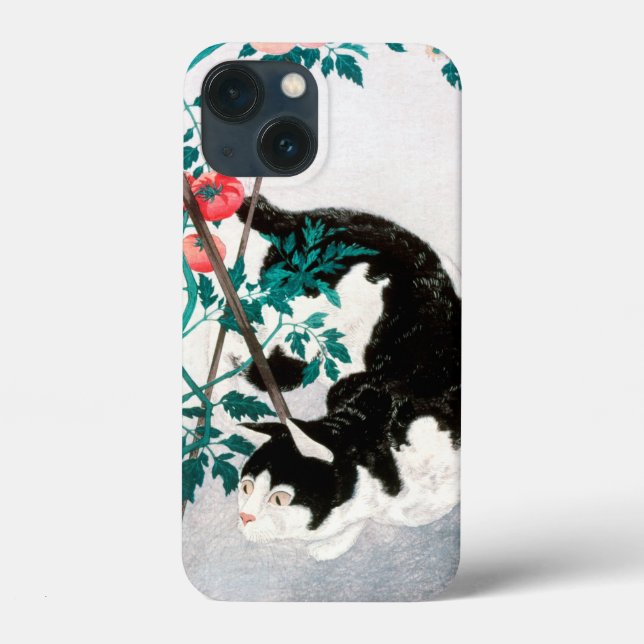 Cat with Tomato Plant (1931) by Hiroaki Takahashi Case-Mate iPhone Case (Back)