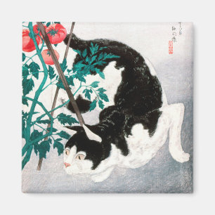 Cat with Tomato Plant (1931) by Hiroaki Takahashi Magnet