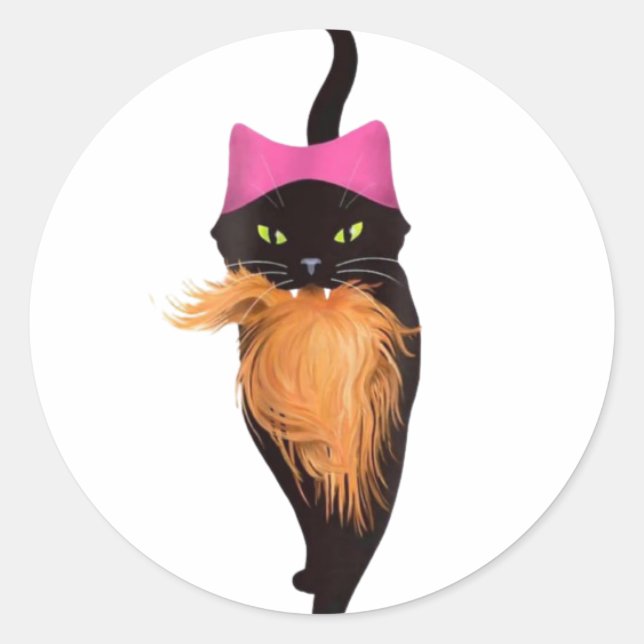 Cat with Trump Toupee Classic Round Sticker (Front)