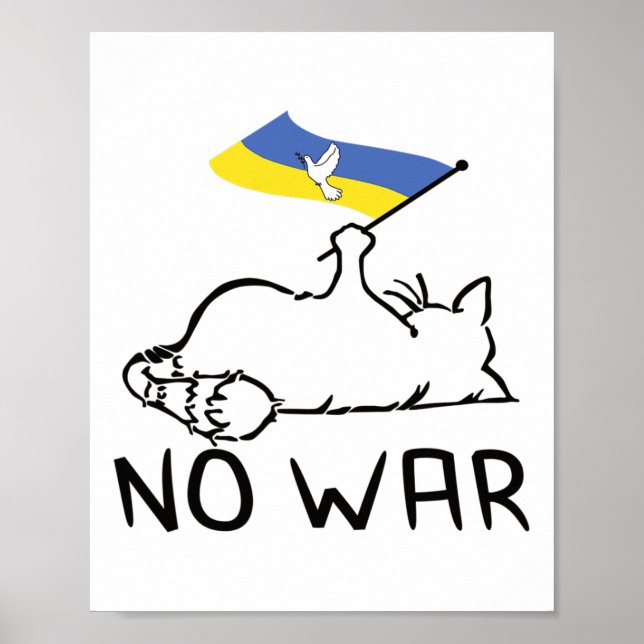 Cat With Ukraine Flag No War  Poster (Front)