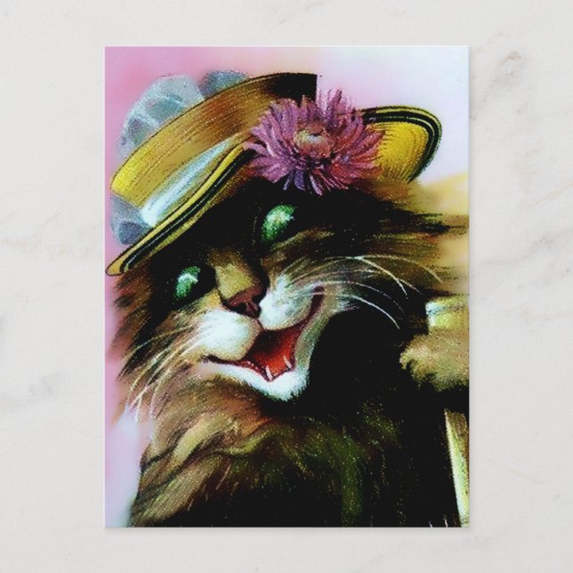 “Cat with Umbrella” by Maurice Boulanger Postcard (Front)