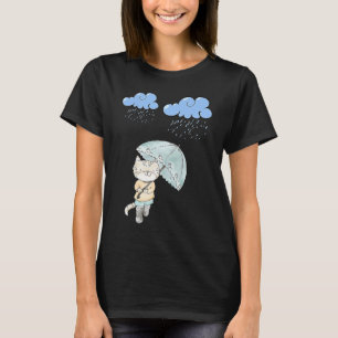Cat With Umbrella In The Rain Cat T-Shirt