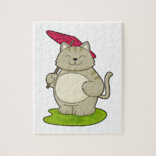 Cat with Umbrella Jigsaw Puzzle