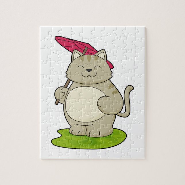 Cat with  Umbrella Jigsaw Puzzle (Vertical)