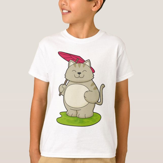 Cat with  Umbrella T-Shirt (Front)