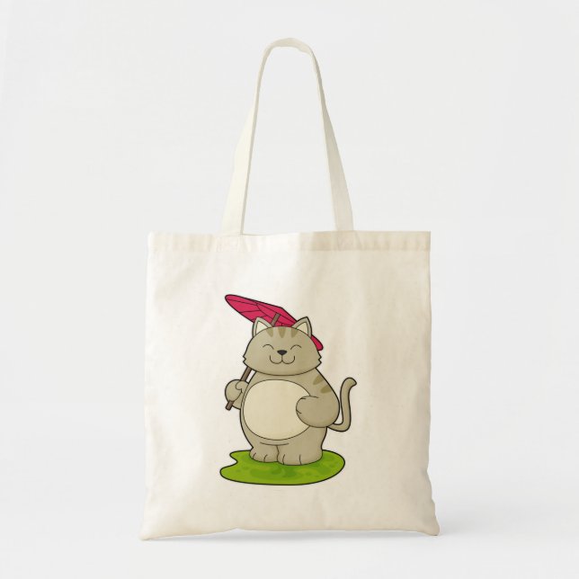 Cat with  Umbrella Tote Bag (Front)