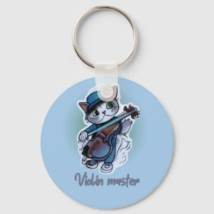 Cat with violin  T-Shirt Key Ring