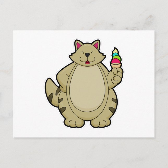 Cat with Waffle ice cream Postcard (Front)