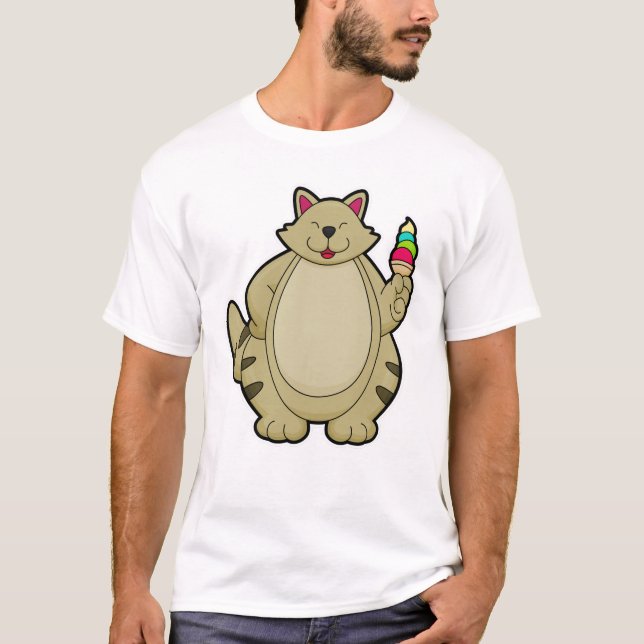 Cat with Waffle ice cream T-Shirt (Front)