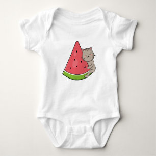 Cat with Watermelon Baby Bodysuit