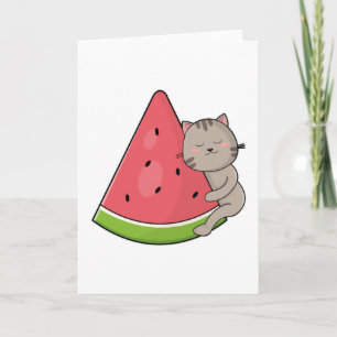 Cat with Watermelon Card